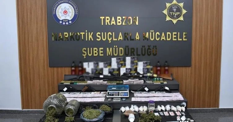 Trabzon merkezli dev operasyon! 5 ilde eş zamanlı adrese 100’den fazla baskın! Uyuşturucu ve onlarca silah…