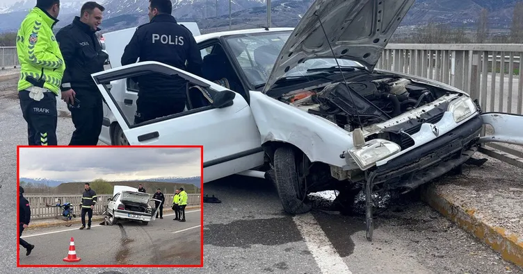 Erzincan’da feci kaza! Kontrolden çıkan araç korkuluklara ok gibi saplandı: Yaralılar var!