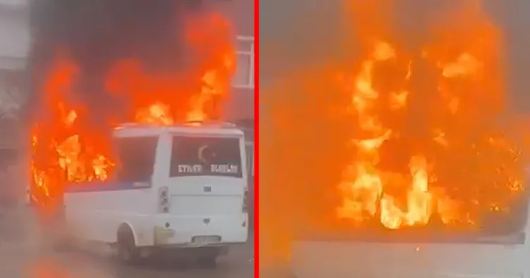 Kırıkkale’de korkutan araç yangını! Yolcu minibüsü alevlere teslim oldu: Araç kullanılamaz hale geldi!