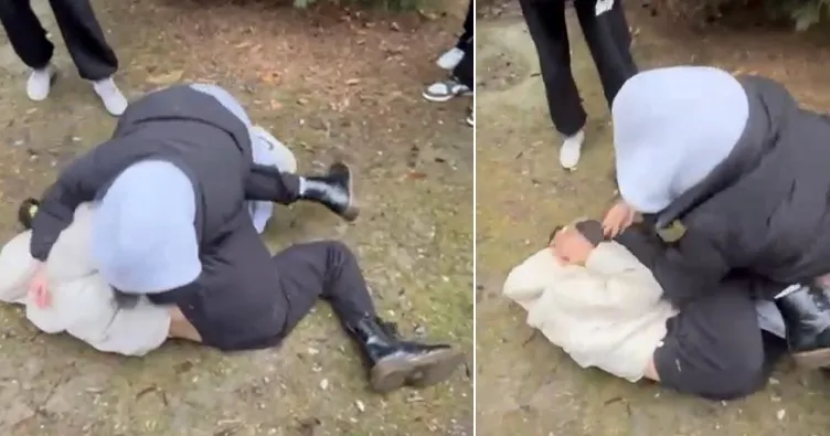 Liseli kızların parktaki kavgası kamerada! Yerden kalkamayan arkadaşlarını dakikalarca darbettiler