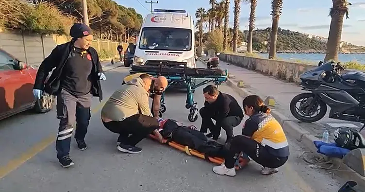 Otomobille çarpışan motosiklet durağa daldı: 2 yaralı